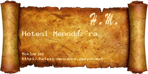Hetesi Menodóra névjegykártya